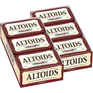 Altoids Classic Cinnamon Hard Candy Breath Mints Bulk Pack 12 Count 1.76 oz Tins Artificially Flavored Curiously Strong Mints for Fresh Breath Sweet Snack