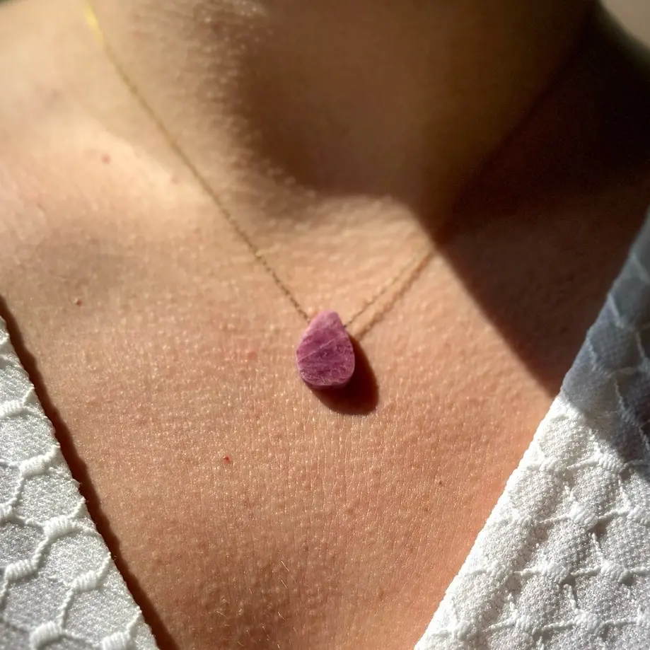 Raw Ruby Crystal Layering Necklace Raw Ruby Crystal Layering Necklace
