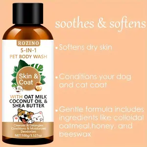 【Ten pack at a better price】ROZINO Dog Shampoo 5 in 1 Plant-Based Organic Sulfate-Free Soap-Free-Tearless Moisturizer for Dandruff Allergies & Itchy Dry Sensitive Skin-Puppy Grooming [Pro Pet Works]