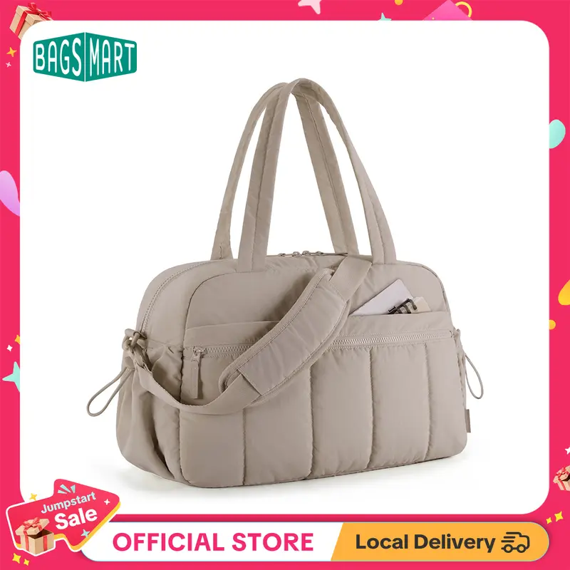 BAGSMART Puffy Lightweight Gym Travel Duffel Bag , 2 Sizes: M (Personal Item, With Wet Pocket) & L (Carry-On, With PVC Toiletry Bag) , Women's Weekender Bag TikTokShopJumpstartSale