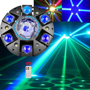 Flashback Events DJ Light 120W Magic Disco Ball Arm King Moving Head RGBW LED Red Green Lasers Dynamic Effects for Stage KTV Weddings Festivals Raves Clubs Bars Durable Design