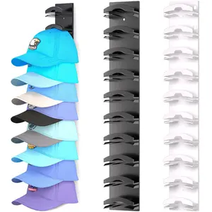 1/2 Counts Hat Rack for Baseball Caps, Multi-layer Hat Organizer for Wall Hold up to 10 Hat, Wall Mounted Hat Hanger Strong Adhesive/Wall Drilled for Door,Bedroom,Closet, Space-Saving Design