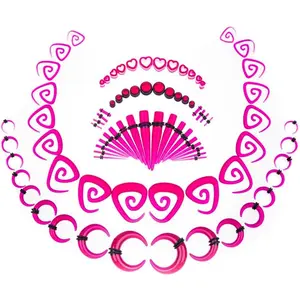 Ear Gauges Stretching Kit 14G-00G  Sprial Tapers Plugs Expander Sets Heart Tunnels Piering  Horeseshoes Taper For Ears