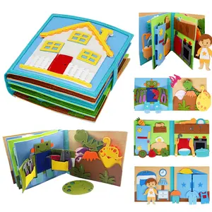 Daily Life of Boys Busy Book for Toddlers, Montessori Busy Books, Preschool Felt Busy Quiet Book Learning Life Skills, House Pretend Play Dress UP Game, Montessori Toys Gifts For Kids, Montessori Busy Board