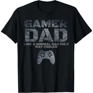 Cotton [100% Cotton] Gamer Dad T-Shirt With Bold Text And Cool Controller Design For Gaming Enthusiasts.