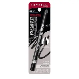 Rimmel London Scandaleyes Waterproof Gel Pencil Eyeliner 001 Black 0.04oz - Long-Lasting, Ultra-Smooth, Smudge-Proof Makeup Cosmetic