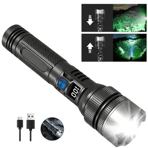 2-in-1 Powerful Flashlight (Power Bank), digital power display, rechargeable, zoomable, X4 waterproof, adjustable brightness flashlight for outdoor use, emergencies, camping accessories, Black DealsForYouDays outdoor fun