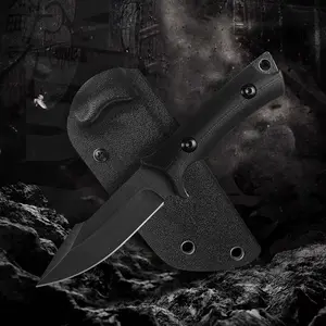 Fruit Knife,High Hardness,G10 Handle,Kydex Sheath,Camping,Hiking,Fishing Tool with Sheath, Straight Blade,Sharp Black Tip,Men's gift