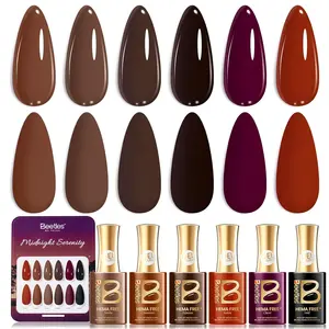 beetles Gel Polish Gift Set -HEMA-Free Gel Polish Set, 6 Colors 15ml Salon-Quality Long Lasting Soak Off UV LED Nail Gel with Swatch Card