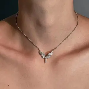 New Creativity Angel Wings Unique Design Pendant Necklace Classic Accessories All-match Personality Clavicle Chain Charm Jewerly