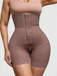 Women's Lace High Waist Sculpting Bottoms, Fajas, Firm Control Shapewear, High Stretch Girdle, High Stretch Tummy Control Butt Lifting, Front Adjustable Hook Closure Compression Shaper Shorts, Colombian Shapewear, Suitable for Fitness & Daily Wear
