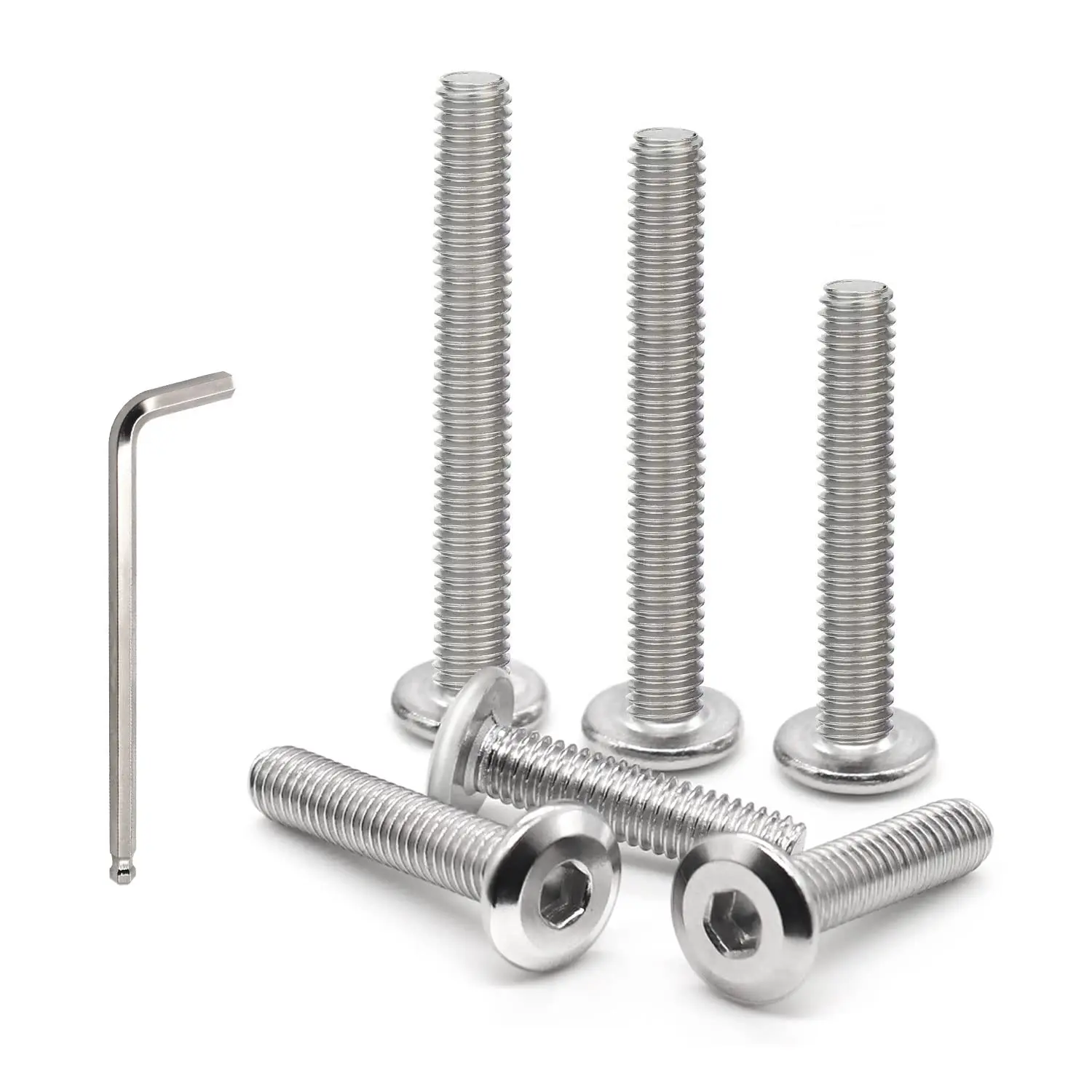 M6 x 30 MM Bolts - 10 Pcs Flat Head Hex Socket Cap Screws Bolts for Crib,Chairs and Furniture,etc - 304 Stainless Steel - with Allen Wrench,Bed Hardware Replacement
