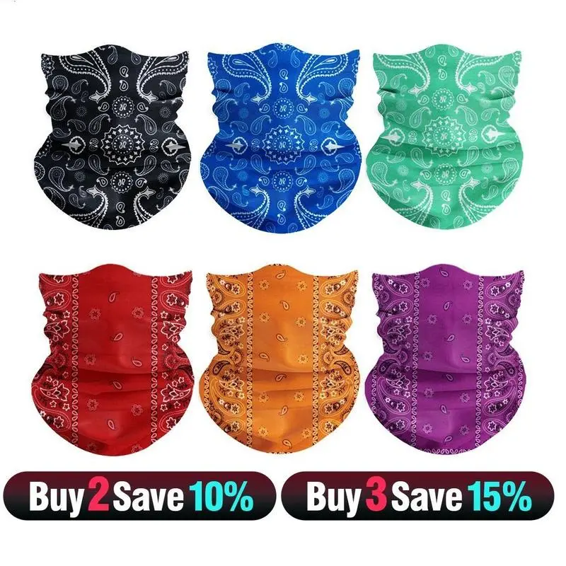 6Pcs UV Protection Cooling Neck Gaiter Face Mask Unisex Face Mask Seamless Bandana & Multi-Use Headwear Ideal for Biking, Fishing, Climbing & Outdoor Sports Balaclava Tactical Camo, Full Balaclava, Ski Mask, Sun Visor Cap Tactical Camo