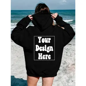 Women's customizable hoodie for women with geometric pattern and photo print option Graphic - Cotton Blend Black Long Sleeve Pullover Regular Fit | Soft & Breathable Fabric, Durable Print, Everyday Comfort, Machine Washable, casual and personalized beach