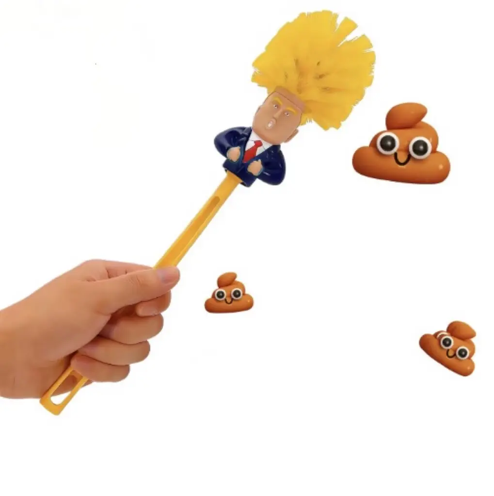 Toilet brush for bathroom cleaning, great gag gift, fun design, toilet bowl brush with solid handle and durable bristles, political satire products