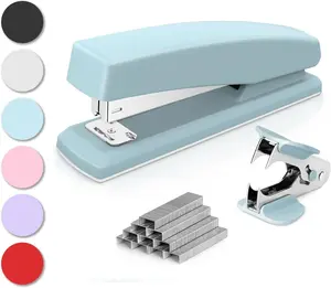 Stapler Desktop Staplers 25 Sheet Capacity Includes 1000 Staples and Staple Remover Blue Non-Skid Rubber Base Rotatable Anvil for Temporary and Permanent Stapling