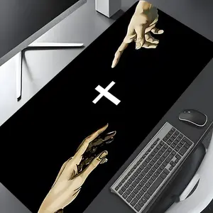 Hand & Cross Pattern Mouse Pad, Rectangle Gaming Mouse Pad, Non-slip Mousepad, Office Desk Keyboard Mouse Mat for Home Office Game Room Desk, Mouse Mover Pad