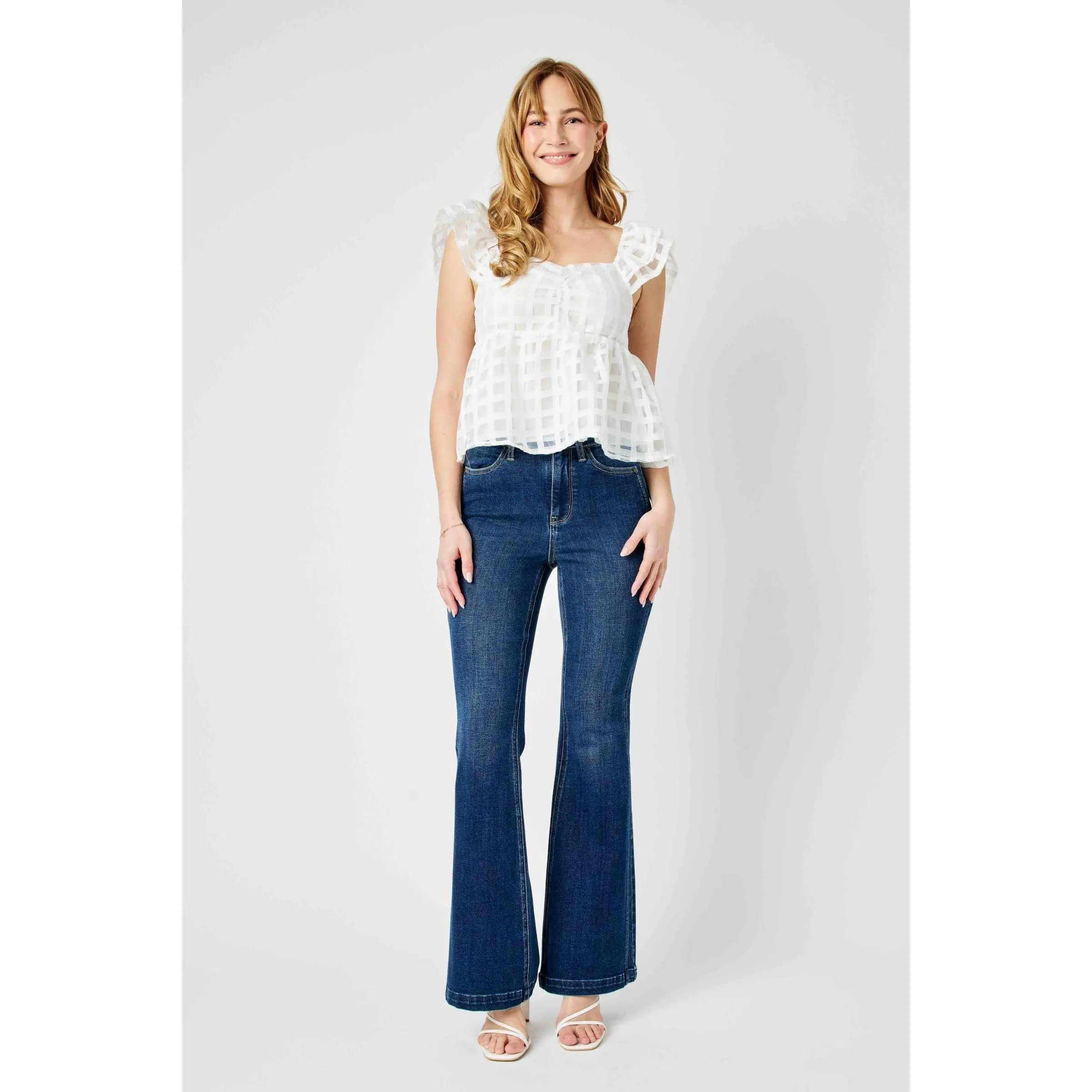 Judy Blue High Waist Angled Side Seam Detail Flare Denim Jeans