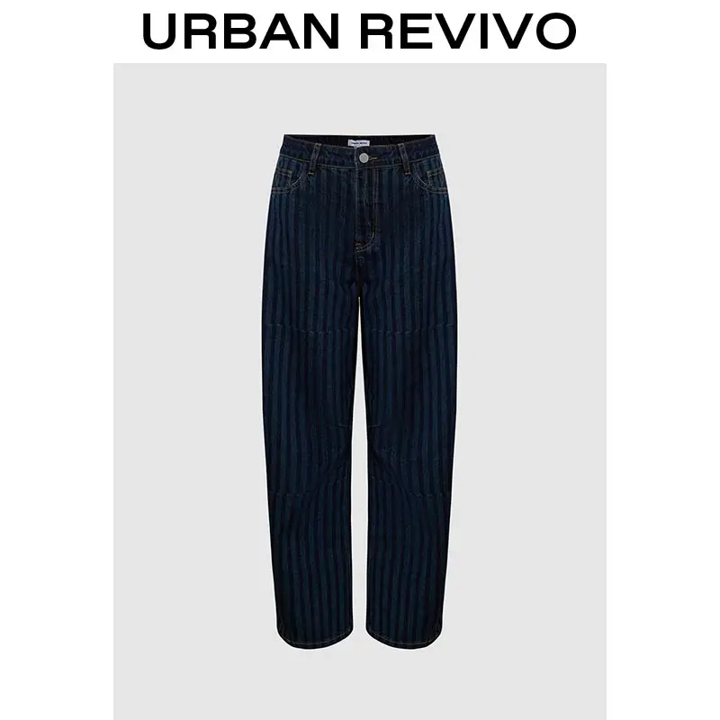 URBAN REVIVO Women's Carrot Jeans - Cool-Wash Washed Denim Trousers, Streetwear Bottoms, Women's Spring Clothes, UID850017, Women's Clothes