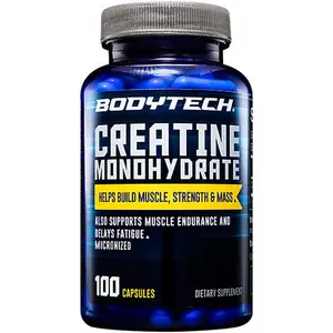 BodyTech Creatine Monohydrate - Supports Muscle Endurance, Strength & Mass (100 Capsules)