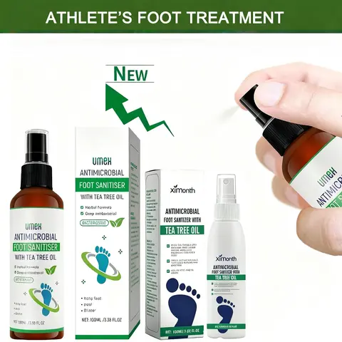 Umex Tea Tree Oil Antifungal Foot Spray 100ml Bottle - 97% Odor Elimination, Cracked Heel Repair, Dermatologist-Validated Defense - Fast-Absorbing Antimicrobial Formula for Adults' Normal Foot Care