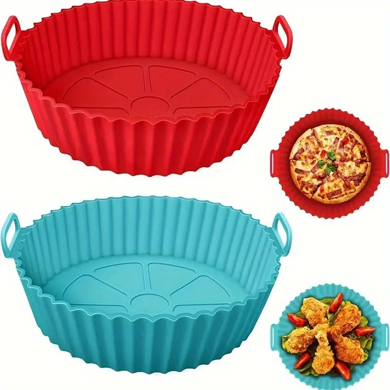 1 PC Reusable Silicone Baking Mat Cooking for Air Fryer, Microwave & Oven, Non-Stick Durable Kitchen Liner, Heat-Resistant Round Shape