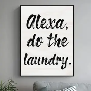 Minimalist Canvas Print Poster with Laundry Slogan, Unframed Bathroom Wall Art, Laundry Room Decor for Home, Modern Plant Theme