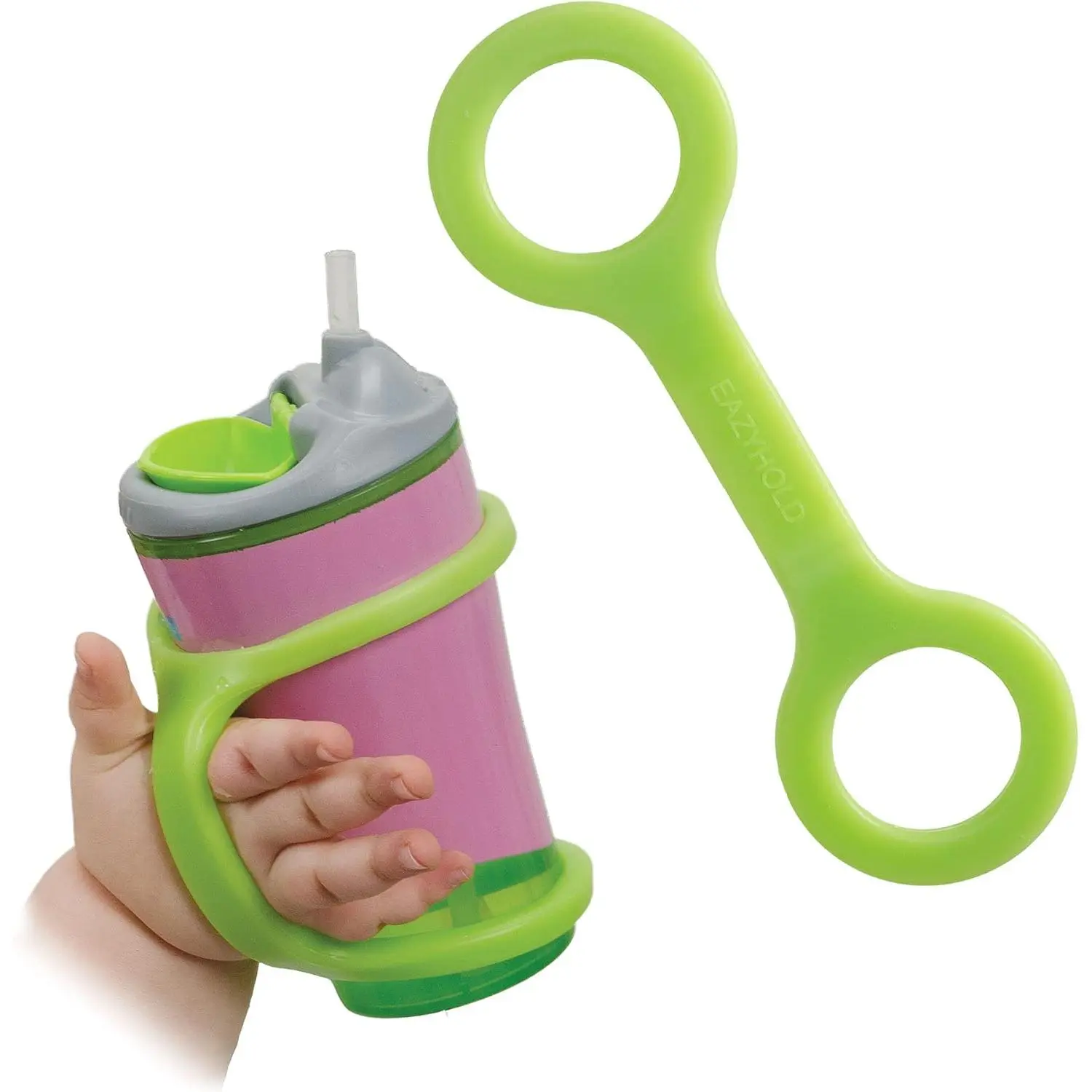 EazyHold Single Pack Sippy Cup Bottle Holder 7 1/2" - Universal Cuff, Silicone Adaptive Grip Aid