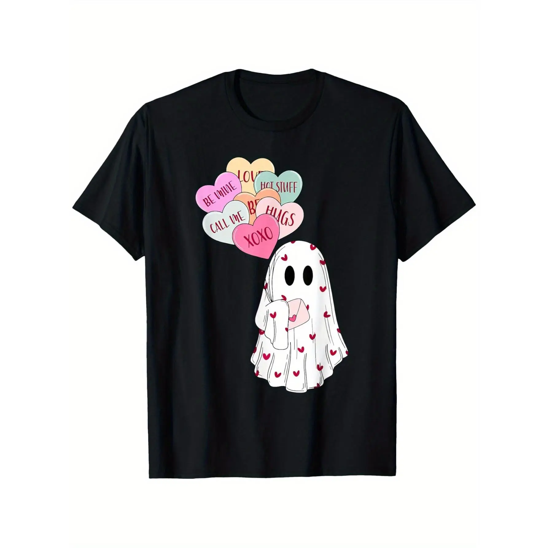Retro Valentine's Day Tee, Unisex Heavyweight Cotton T-Shirt with XOXO Hearts Graphic, Round Neck Short Sleeve Top for Casual Streetwear