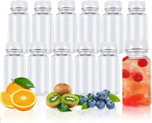 3 Ounce 12 Pcs Plastic Juice Bottle Reusable Bulk Beverage Containers with White Lids for for Bottled Water, Cold Drinks, Fresh Blended Juices and Other