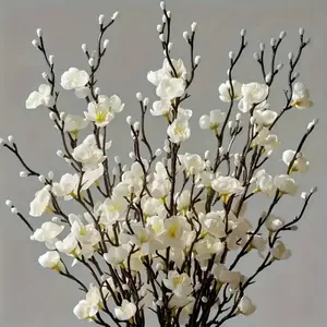 Realistic Plum Branches, Long Stem Artificial Flowers for Home Office Wedding Party Decor, Perfect for Desktop Garden Holiday, Decorative Flowers, Artificial Fake Plants