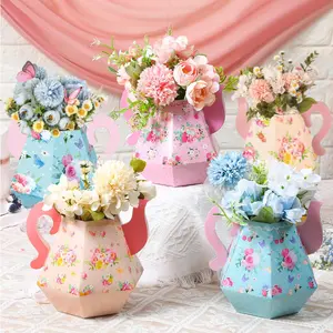 6 Pcs Tea Party Centerpieces, 6.7'' Flower Box Teapot Vase Table Decor for Tea Party, Baby Shower, Wedding