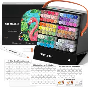 Shuttle Art Colors Alcohol Markers, Colors Dual Tip Art Marker Set Plus 1 Colorless Blender with Marker Case Perfect for Illustration Students Adult Coloring Sketching Double-Tipped