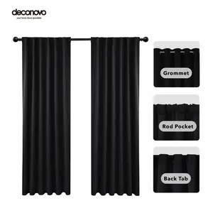Deconovo Black Blackout Curtains (2 Panels, Grommet/Back Tab/Rod Pocket) – Thermal Insulated, Soundproof Drapes for Living Room & Bedroom