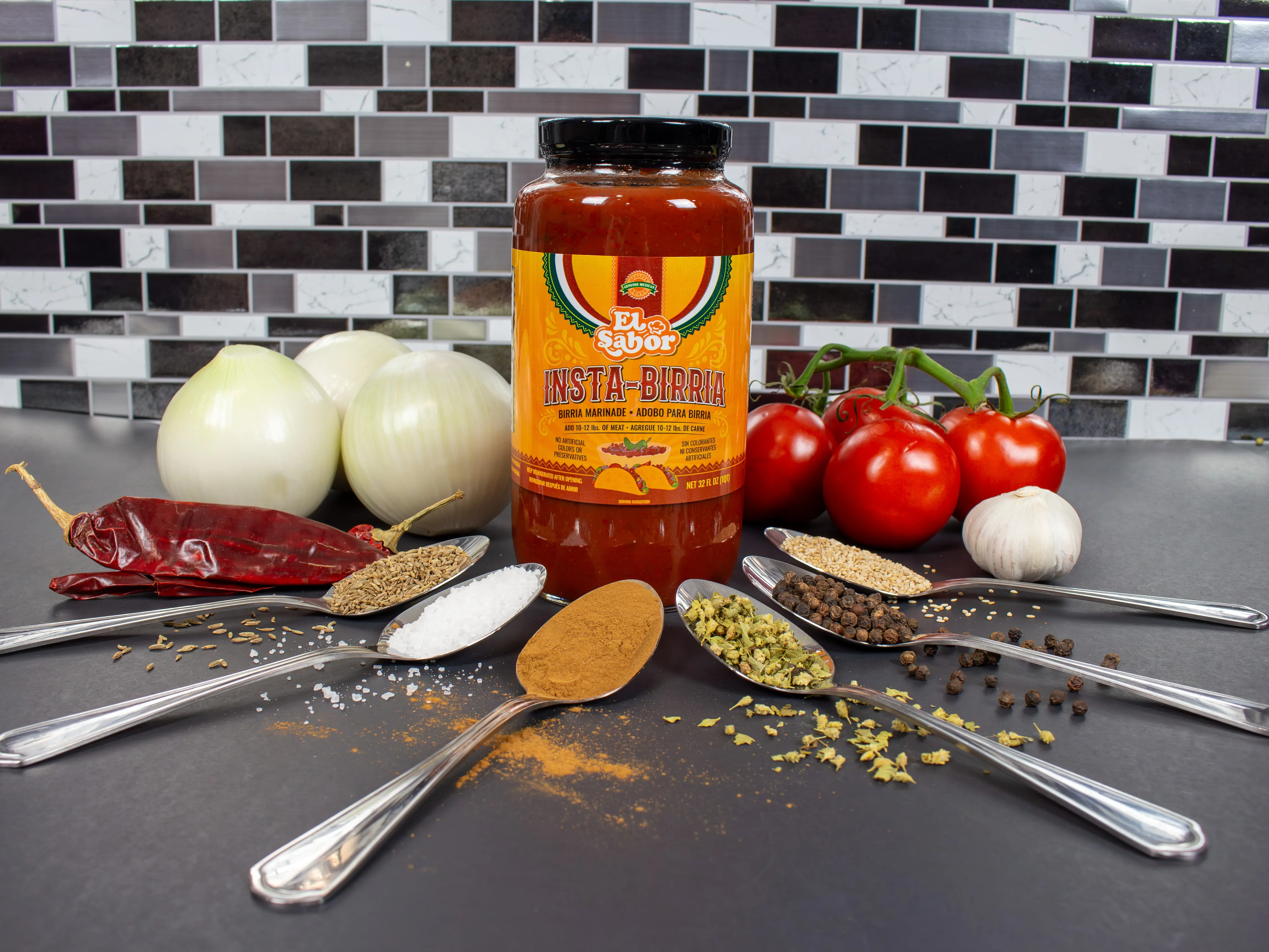 Gourmet Birria Mix | Instabirria 32 fl oz glass jar to make birria | No extra ingredients required | Mix for 10 lbs of meat