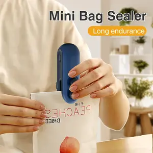 1 Count Rechargeable Mini Heat Sealer & Cutter, Mini Bag Sealer, 2-in-1 Design for Sealing and Cutting Chip Bags