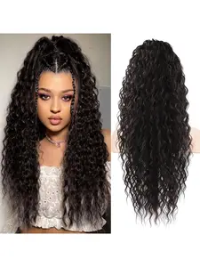Ponytail Extension, 20 Inch Style Drawstring Ponytail Hair Extensions for Women, Long Curly Wavy Ponytail Natural Synthetic Hairpiece for Women, Hair Weave Extensions