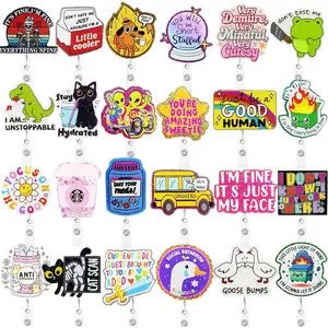 24 count Nurse Badge Reels Bulk Funny Badge Holders Retractable Clip Cute    Asssitants RN LPN CNA Badge Buddy Accessories for Work