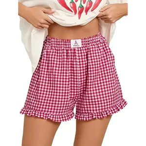 ANRABESS Womens Shorts Summer Casual Lounge Sleep Plaid Ruffle Boxer Shorts Pajama Gingham Beach Bottoms Pockets 2026 Trendy ANRABESS Womens Shorts Summer Casual Lounge Sleep Plaid Ruffle Boxer Shorts Pajama Gingham Beach Bottoms Pockets 2026 Trendy