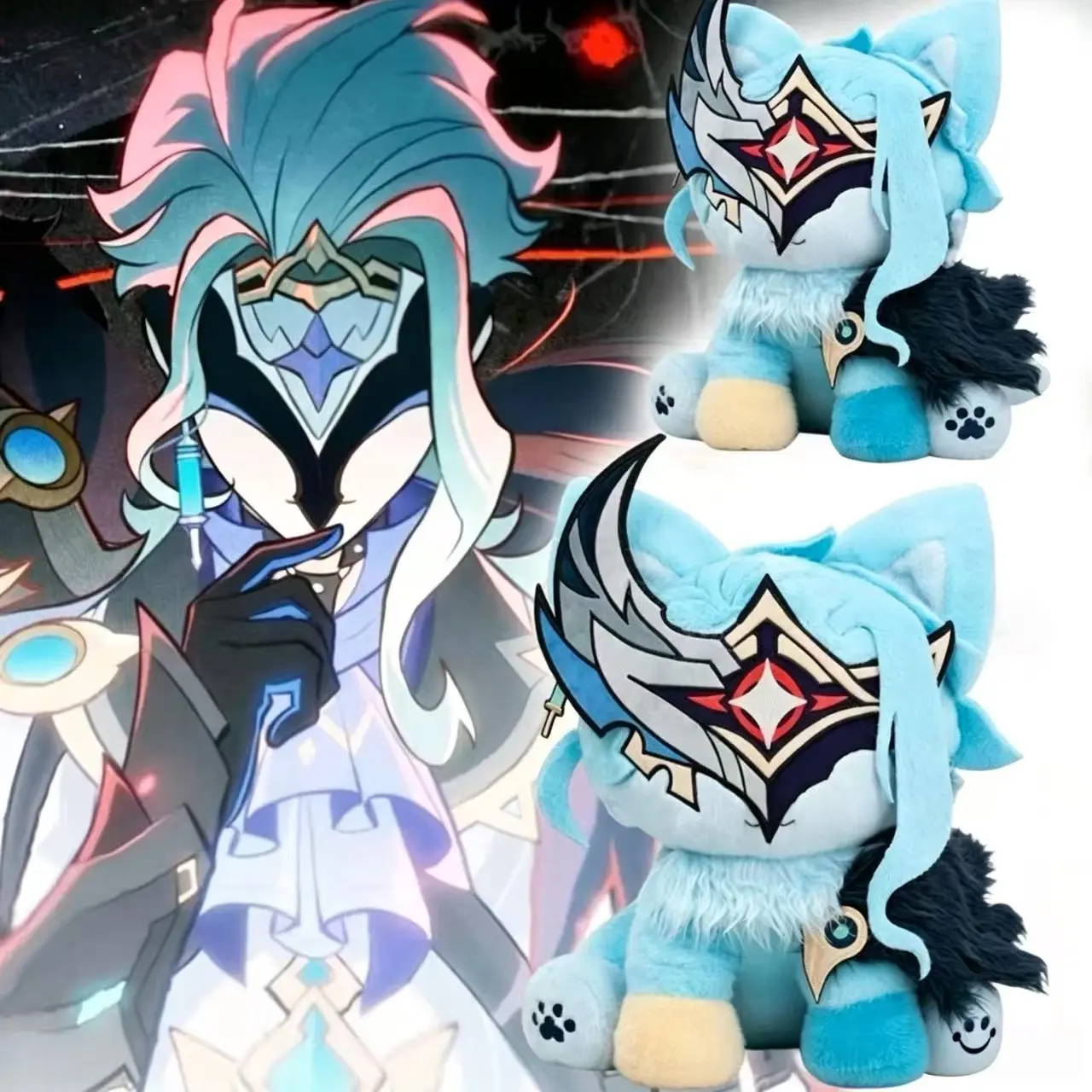 2026 New Anime Genshin Impact Il Dottore, Call Of Duty Konig, The Doctor Cat Plush Toy - Collectible Soft Animal, Cute Collectible, Cuddly Stuffed Animals Gift for Toys & Hobbies Enthusiasts Super Soft Fluffy Durable Soft Fluffy