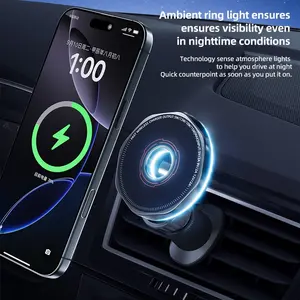 Octagonal Magnetic Wireless Car Charger Mount – 1 Pack Air Vent/Dashboard Phone Holder, 360° Rotatable, Fast Charging, MagSafe Compatible for iPhone & Android Hands-Free Accessory