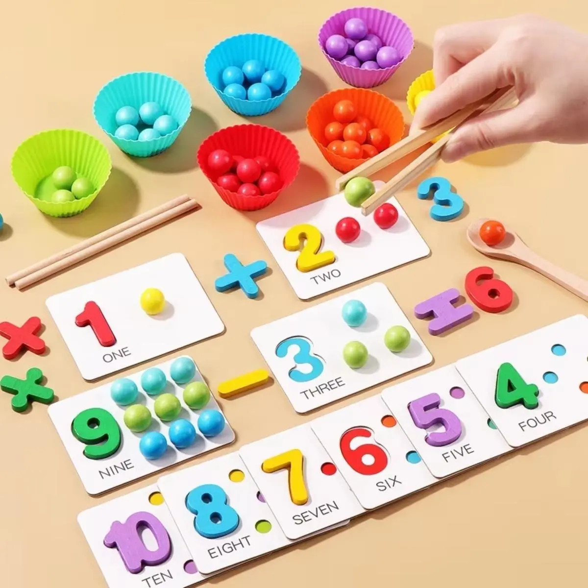 Montessori Color-Coded Maths Toys for Toddlers Ages 3+ - Unisex Vibrant Interactive Sorting Set, Early Math Hands-On Learning Teaching Aid for Classroom Use