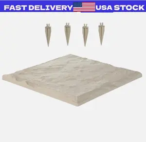 Decorative Stepping Stones with Stakes 4Pcs 15.5x15.5 in Walkway Pavers Beige