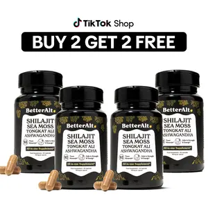 BetterAlt B2G2 GOLD+ Shilajit, Ashwagandha & Sea Moss Capsules | Lab-Tested for Purity | Helps Boost Energy & Immunity | 2-Month Pack