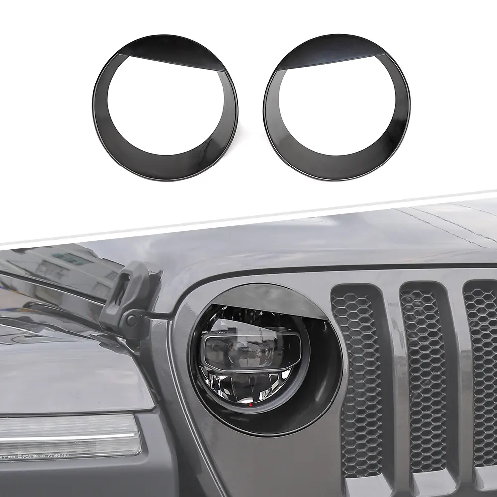 New Angry Eyes Headlight Bezels Trim & Headlight Cover, High-Quality ABS Car Exterior Decoration Accessories for 2018-2023 Wrangler-Style Vehicles, Carbon Fiber Finish, UV-Scratch Resistant Coating, Easy DIY Installation with Double-Sided Tape