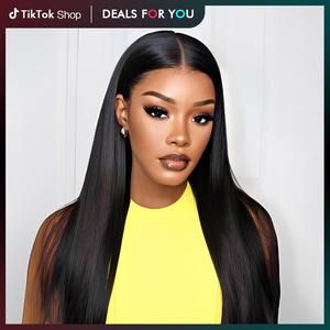 Geeta Hair Long Straight 13x6 Lace Front Wigs Blunt Cut Double Drawn Glueless Real Human Hair Wigs 200% Density#SpringStatements