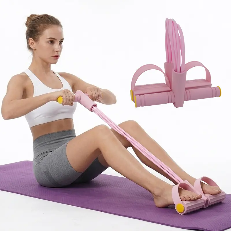 6-Tube Elastic Pedal Puller Resistance Band, Multifunction Tension Rope for Full-Body Home Workout, Sit-Up & Abdominal Yoga Training