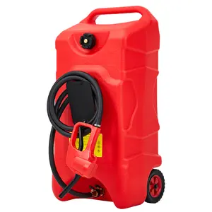 Heavy-Duty Portable Gas Tank 16 Gallon, Manual Transfer Pump, 10FT Hose, Fuel Caddy for Lawn Mowers, Tractors, Boats, Snow Blowers