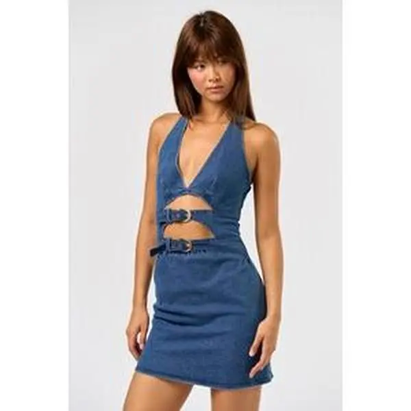 Buckle Up Denim Dress