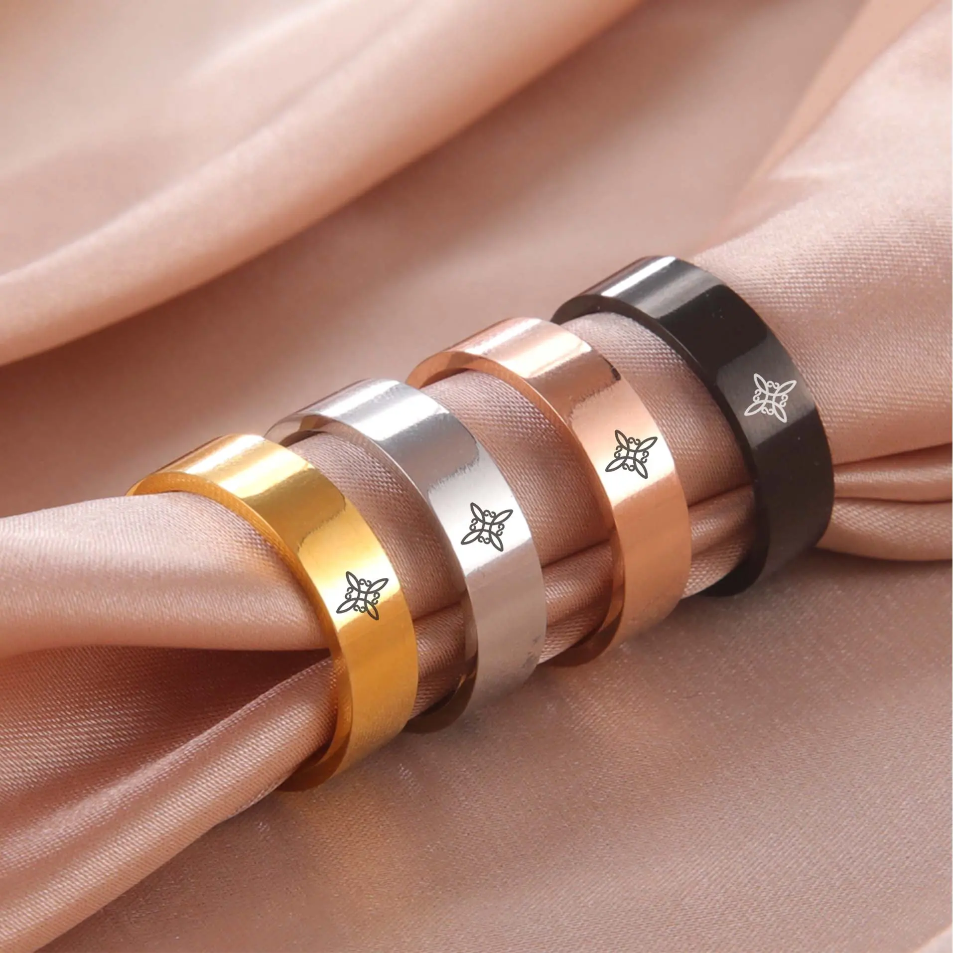 Witch knot S-shaped ring 8mm wide ring stainless steel ring men and women daily wear gift